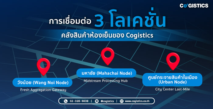 การเชื่อมต่อ 3 โลเคชั่นคลังสินค้าห้องเย็นของ Cogistics